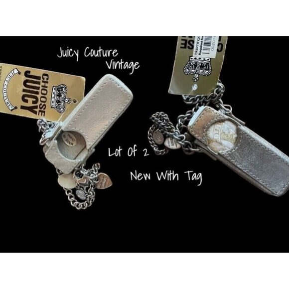 Juicy Couture Ipod Shuffle Holder With Chain Silver Y2K Vintage X 2 Bundle New - Picture 1 of 1